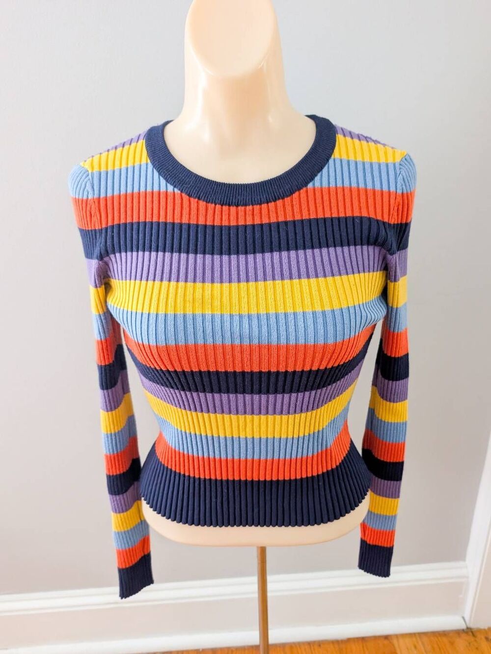 Freshman Multicolored Striped Ribbed Sweater